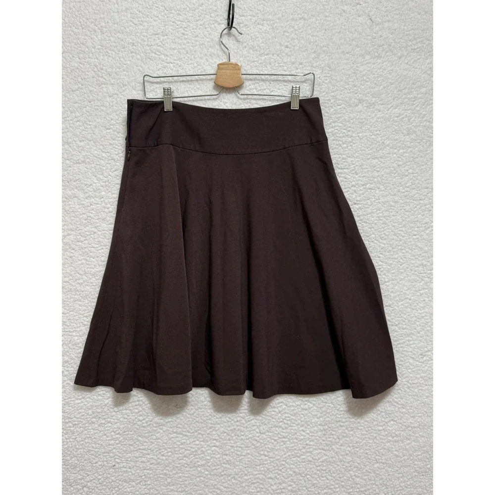 Chaps Brown A Line Skirt Women Size 10 Knee‎ Length Side Button Detail